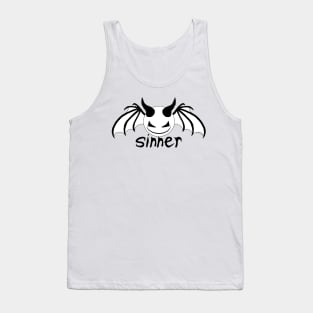 Smiley Sinner - Black on White Tank Top